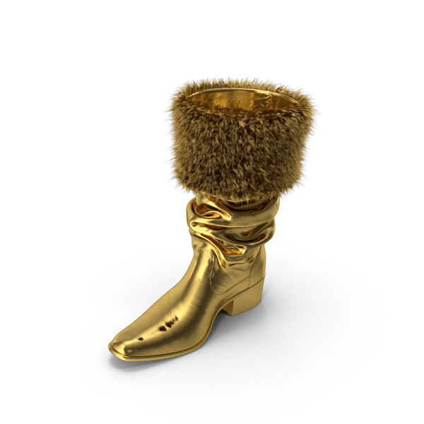 Boots: Gold Right Leather Boot With Fur PNG & PSD Images Boots: Gold Right Leather Boot With Fur PNG & PSD Images