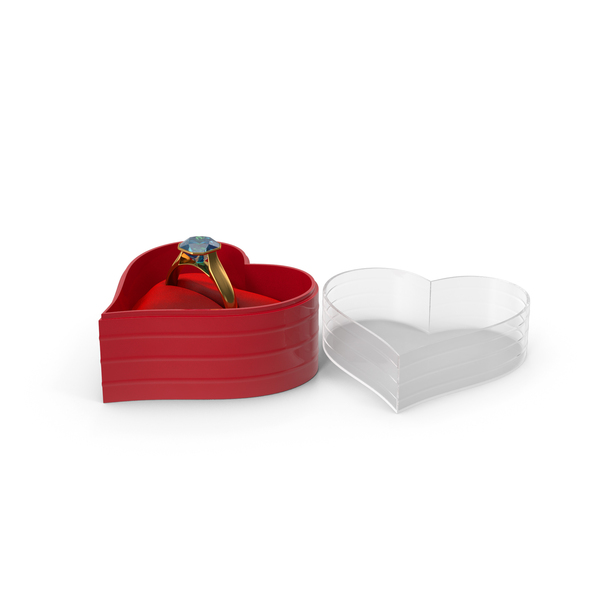 Gold Ring With Aquamarine Stone In An Open Heart Box PNG & PSD Images