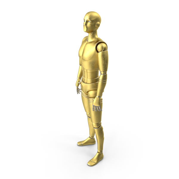 Android: Gold Robot Man Standing pose PNG & PSD Images Android: Gold Robot Man Standing pose PNG & PSD Images