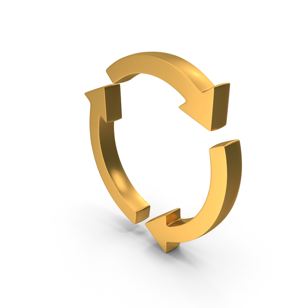 Symbols: Gold Round Arrows Metallic Symbol PNG & PSD Images