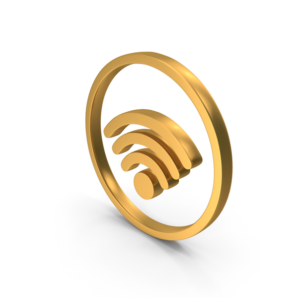 Symbols: Gold Round WiFi Symbol PNG & PSD Images