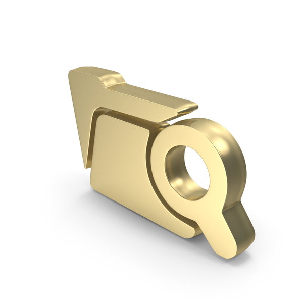 Computer Icon: Gold Search Folder Symbol PNG & PSD Images