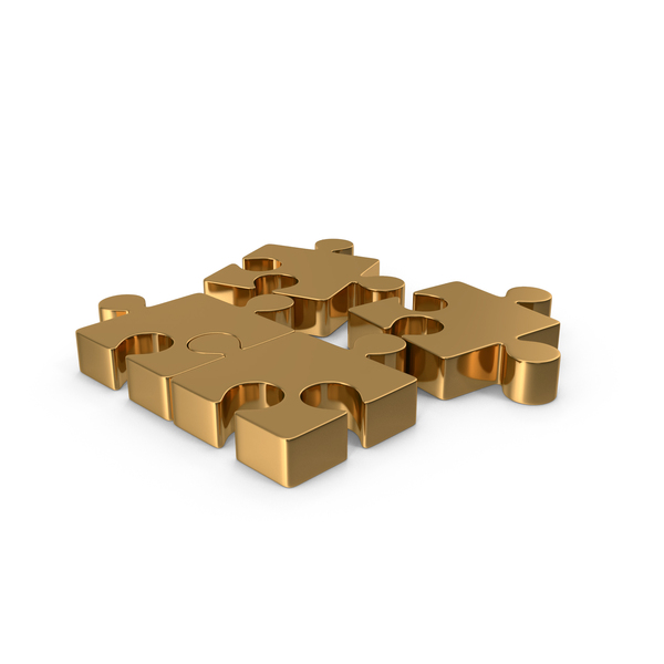 Jigsaw: Gold Separated Puzzle Pieces Icon PNG & PSD Images