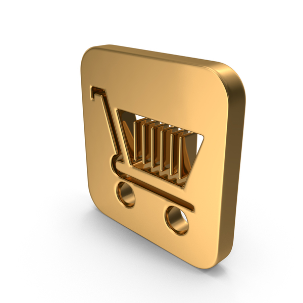 Gold Shopping Cart Icon PNG & PSD Images