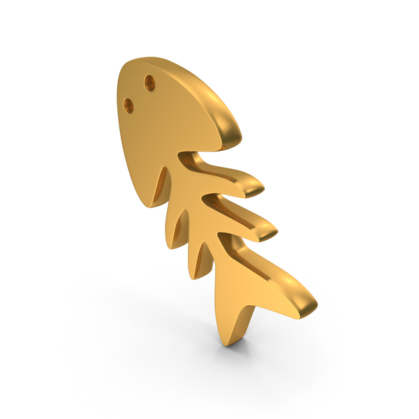 Symbols: Gold Small Fish Bone Skeleton Icon PNG & PSD Images