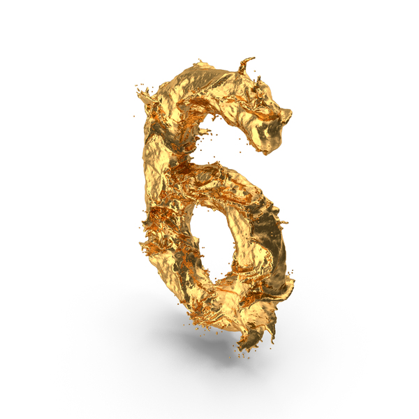 Roman Alphabet: Gold Splash Number 6 PNG & PSD Images