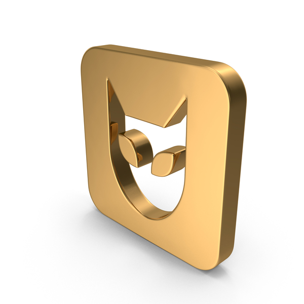 Symbols: Gold Square Cat Mask Icon PNG & PSD Images