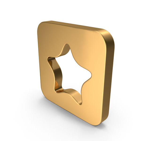 Symbols: Gold Square Star Icon PNG & PSD Images