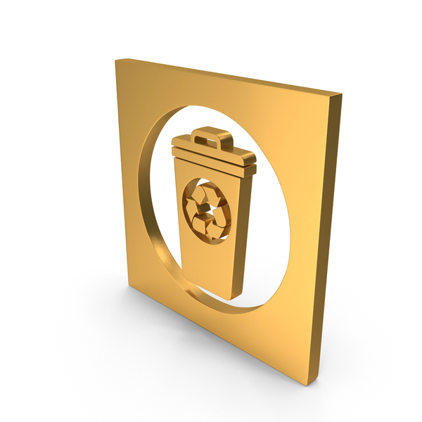 Symbols: Gold Square Trash Bin Symbol PNG & PSD Images