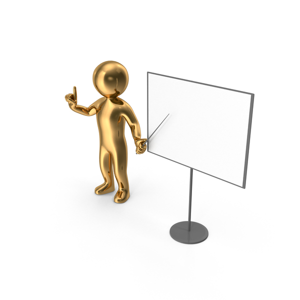 Gold Stickman Presenting PNG & PSD Images