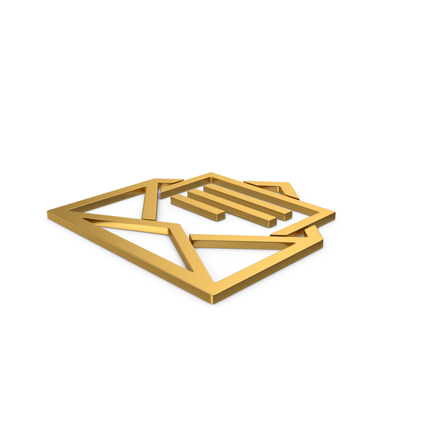 Computer Icon: Gold Symbol Letter Opened PNG & PSD Images