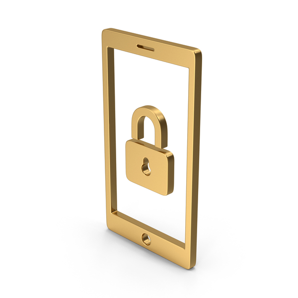 Symbols: Gold Symbol Locked Smartphone PNG & PSD Images