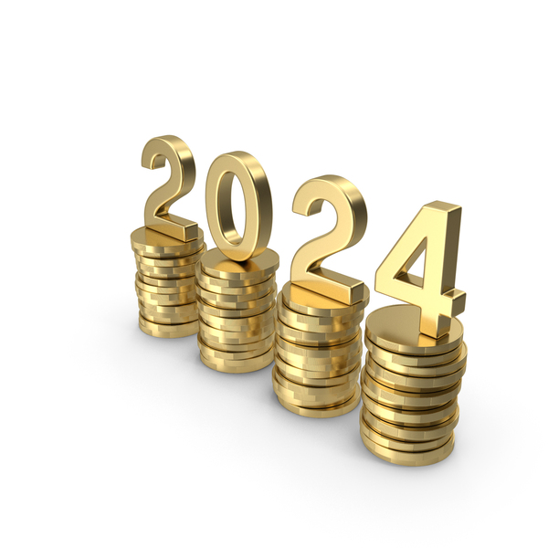 Gold Text 2024 On A Stack Of Coins PNG Images PSDs For Download   Gold Text 2024 On A Stack Of Coins Symbols WEKMa46 600 