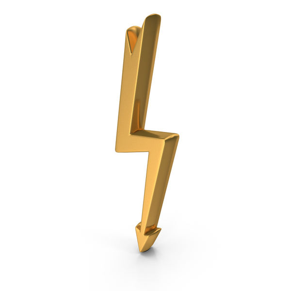Symbols: Gold Thunderbolt Power Symbol PNG & PSD Images