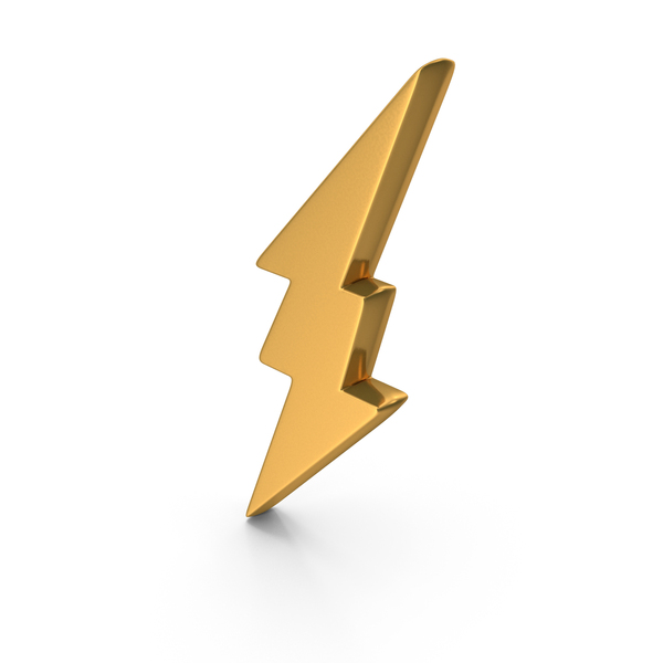 Symbols: Gold Thunderbolt Power Symbol PNG & PSD Images