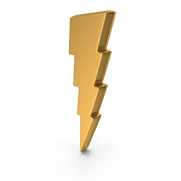 Symbols: Gold Thunderbolt Power Symbol PNG & PSD Images