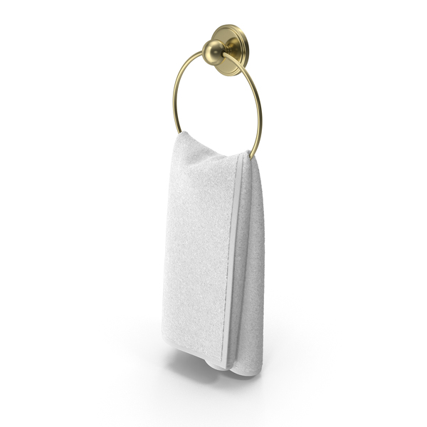 Bath: Gold Towel Ring with White Towel PNG & PSD Images