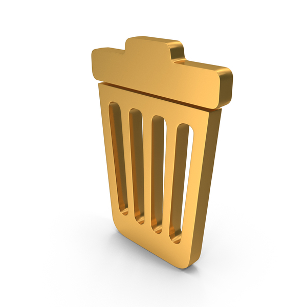 Symbols: Gold Trash Bin Icon PNG & PSD Images