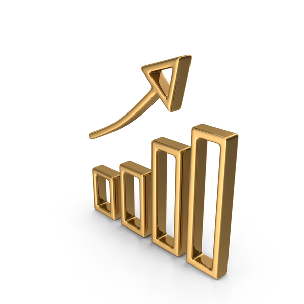 Bar Graph: Gold Trend Up Icon PNG & PSD Images