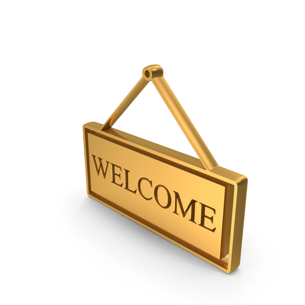 Symbols: Gold Welcome Board Icon PNG & PSD Images