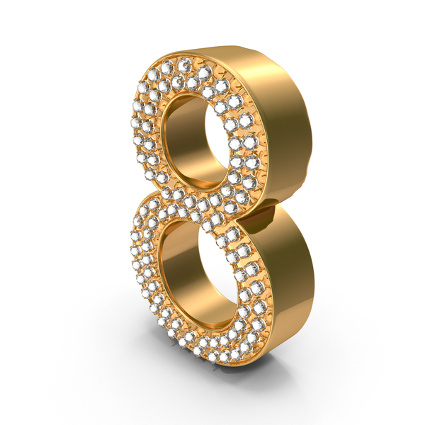 Gold With Diamonds Number 8 PNG & PSD Images