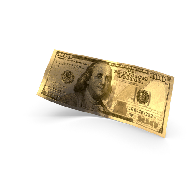 One Hundred: Golden 100 Dollar Banknote Bill PNG & PSD Images One Hundred: Golden 100 Dollar Banknote Bill PNG & PSD Images