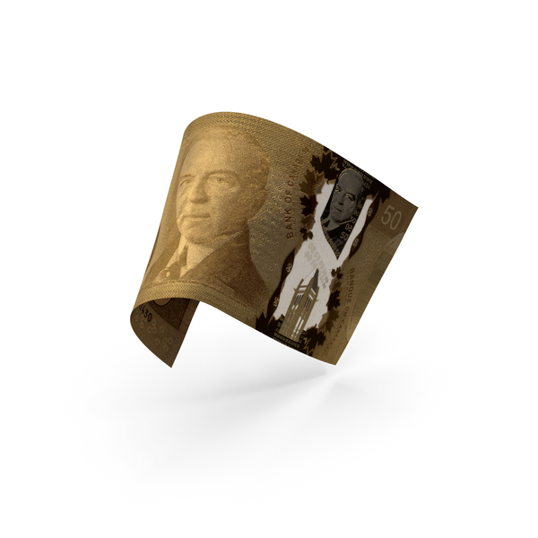 Golden 50 Canadian Dollar Banknote Bill PNG & PSD Images Golden 50 Canadian Dollar Banknote Bill PNG & PSD Images