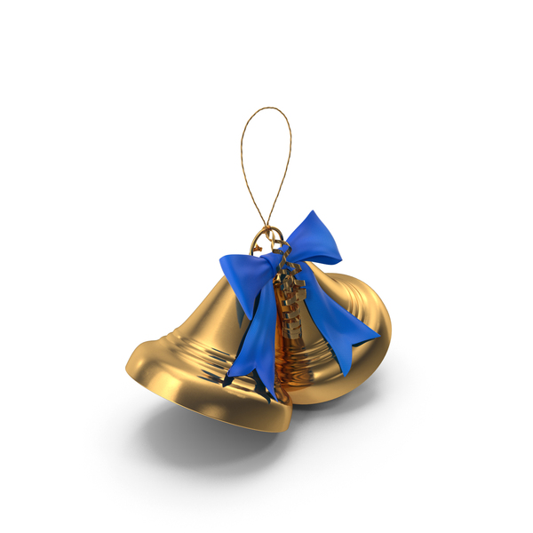 Jingle: Golden Bells With Blue Ribbon PNG & PSD Images