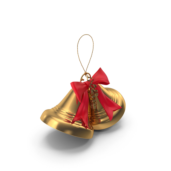 Jingle: Golden Bells With Red Ribbon PNG & PSD Images