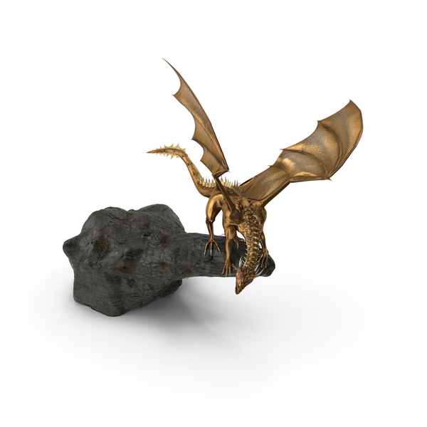 Golden Dragon On Rock PNG & PSD Images Golden Dragon On Rock PNG & PSD Images