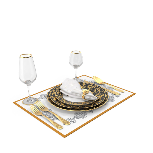 Dinner Plate: Golden Flatware Set PNG & PSD Images Dinner Plate: Golden Flatware Set PNG & PSD Images