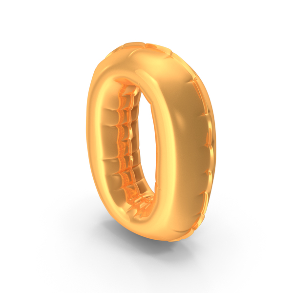 Golden Foil Balloon Number 0 PNG & PSD Images