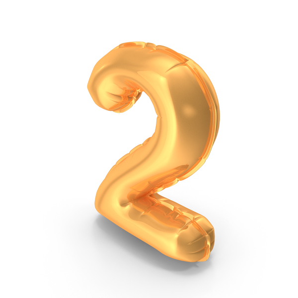 Golden Foil Balloon Number 2 PNG & PSD Images
