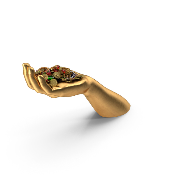 Golden Hand Handful with Treasure PNG & PSD Images Golden Hand Handful with Treasure PNG & PSD Images