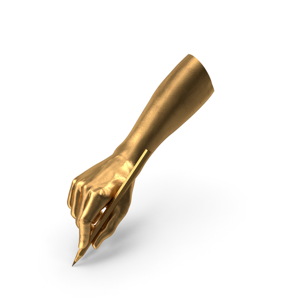 Arms: Golden Hand Holding a Golden Pencil PNG & PSD Images Arms: Golden Hand Holding a Golden Pencil PNG & PSD Images