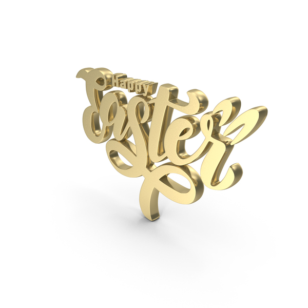 Symbols: Golden Happy Easter Symbol PNG & PSD Images