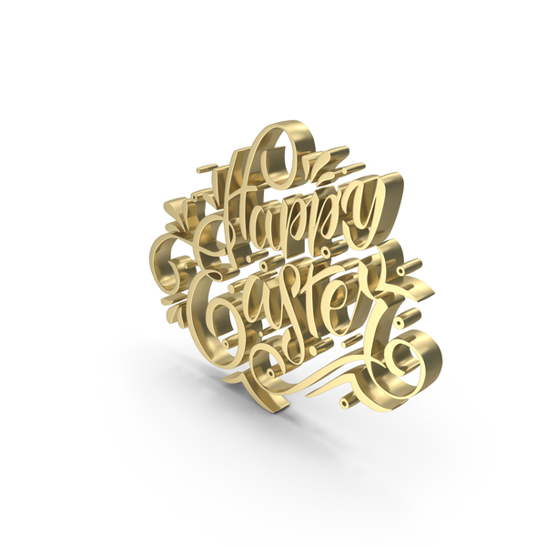 Symbols: Golden Happy Easter Symbol PNG & PSD Images
