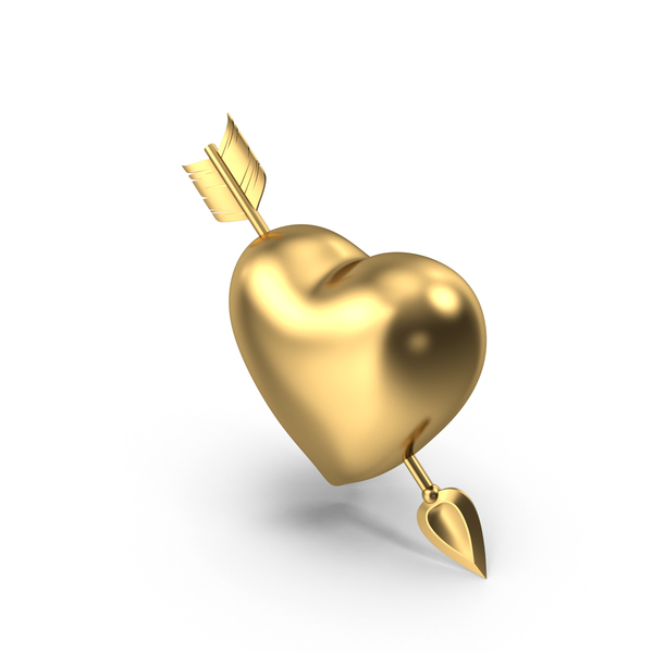 Shape: Golden Heart with Arrow PNG & PSD Images