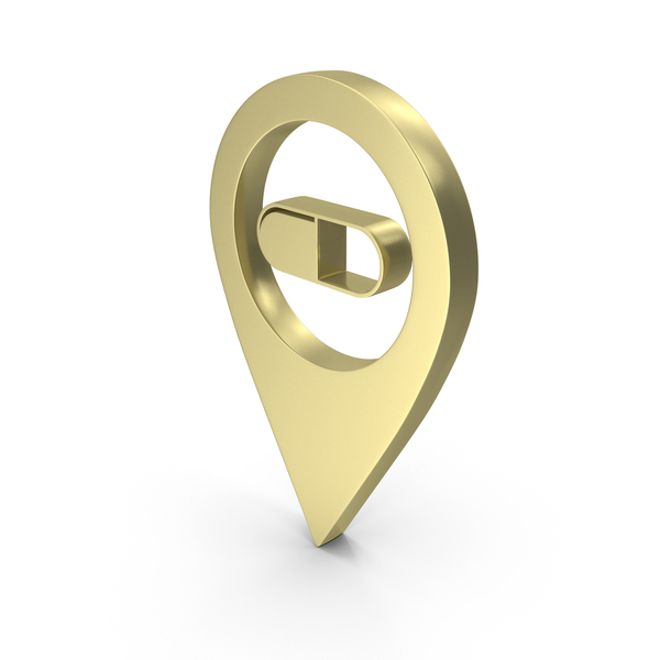 Symbols: Golden Medical Pin Symbol PNG & PSD Images