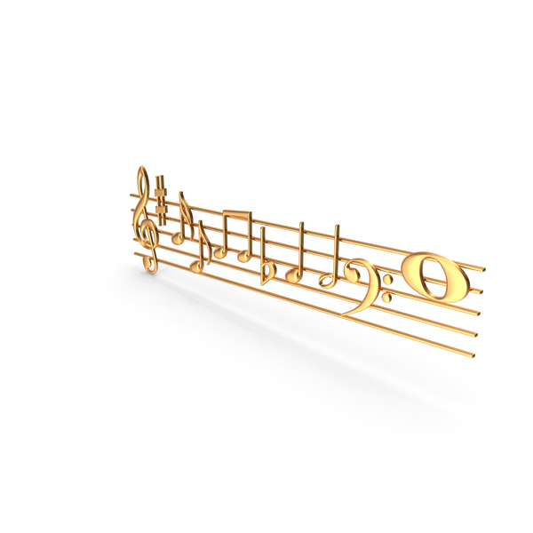 Musical Note: Golden Music Stave and Notes PNG & PSD Images