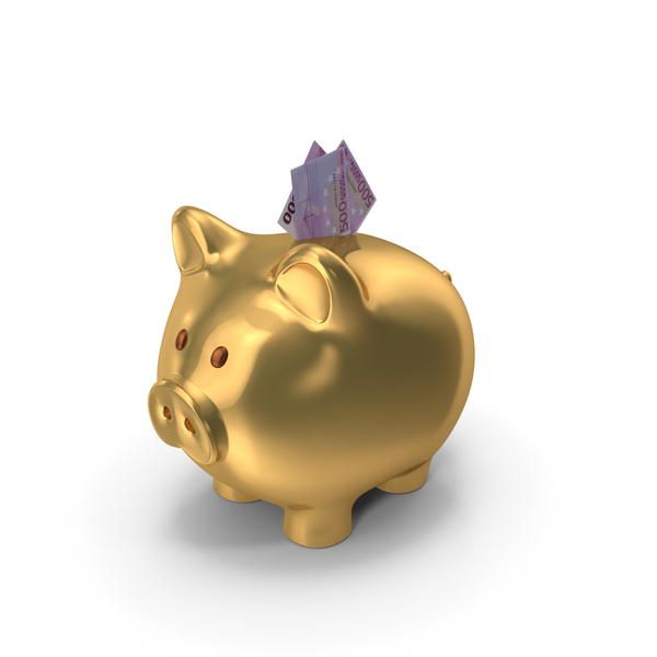 Golden Piggy Bank Save Euro 500 Notes PNG & PSD Images