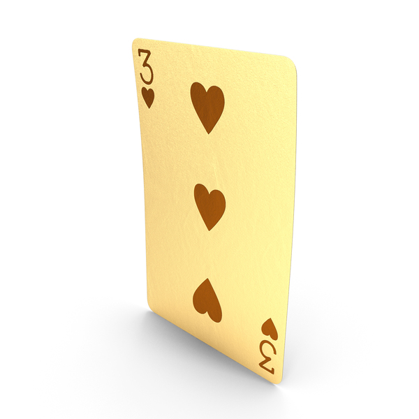 Golden Playing Cards 3 of Hearts PNG & PSD Images
