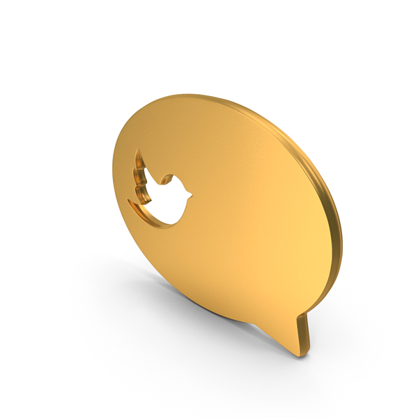 Symbols: Golden Twitter Chat Symbol PNG & PSD Images