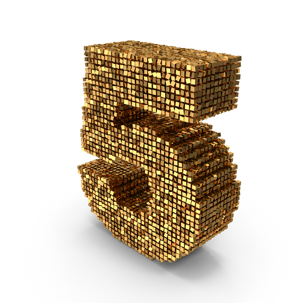 Golden Voxel Number 5 PNG & PSD Images Golden Voxel Number 5 PNG & PSD Images