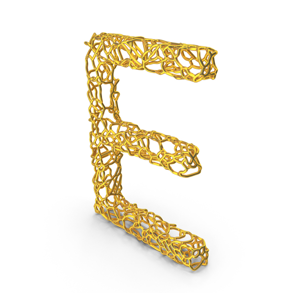 Number: Golden Wire Letter E PNG & PSD Images