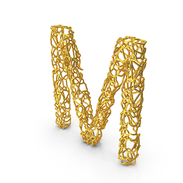 Roman Alphabet: Golden Wire Letter M PNG & PSD Images