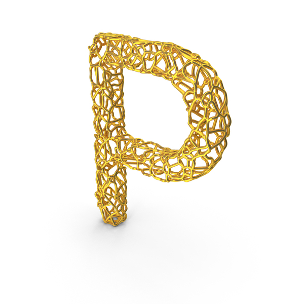 Number: Golden Wire Letter P PNG & PSD Images