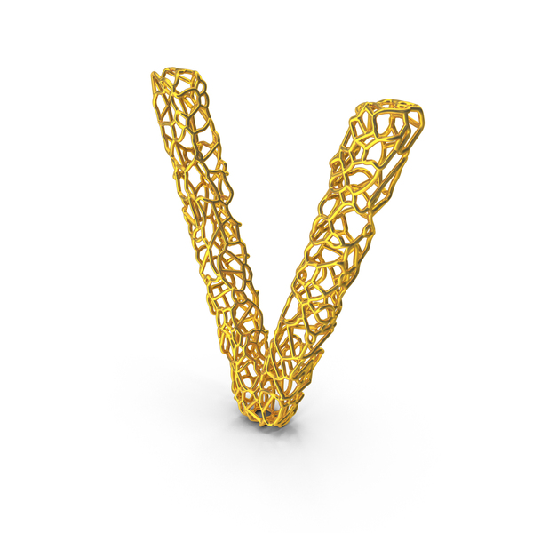 Language: Golden Wire Letter V PNG & PSD Images Language: Golden Wire Letter V PNG & PSD Images