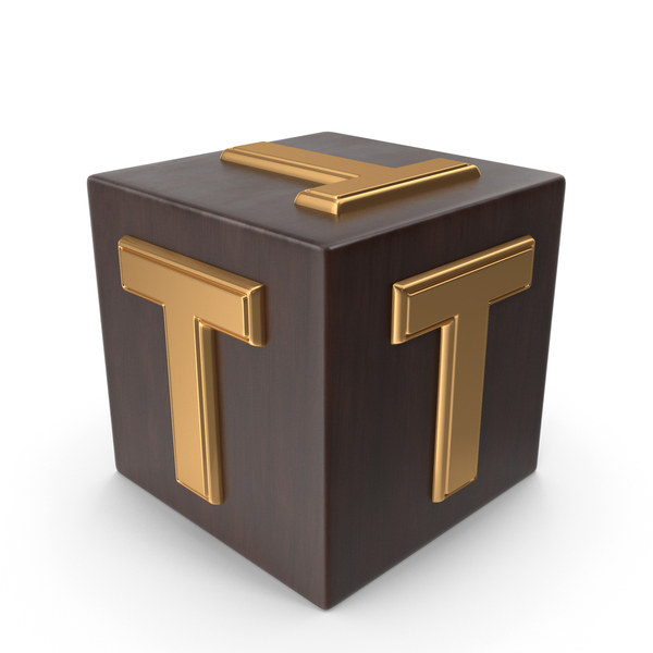 Language: Golden Wood Cube Box Alphabet T PNG & PSD Images
