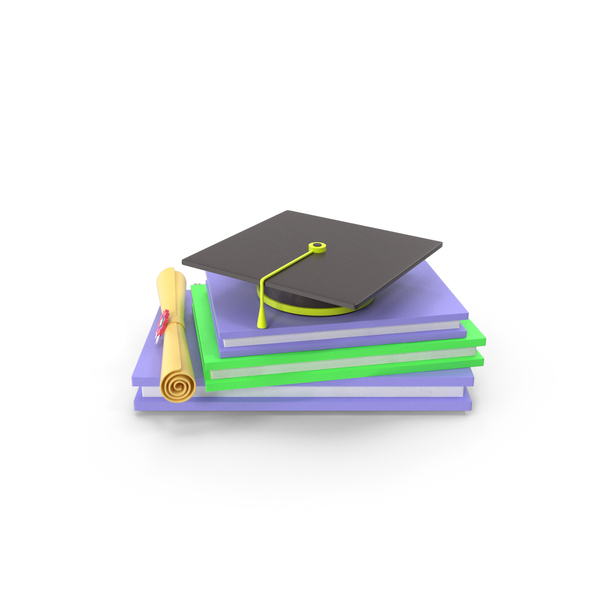Symbols: Graduation Books And Certificate With Graduation Cap Icon PNG & PSD Images